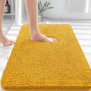 OLANLY Bathroom Rugs 36x24, Extra Soft Absorbent Chenille Bath Rugs, Rubber Backing Quick Dry, Machine Washable Bath Mats for Bathroom Floor, Tub and Shower, Home Decor Accessories, Golden Yellow