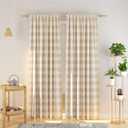 Beige and White Buffalo Gingham Check Curtain 95 inches Long Living Room Drapes Plaid Checker Kitchen Bedroom Window Treatment Set 2 Panels Rod Pocket Beige