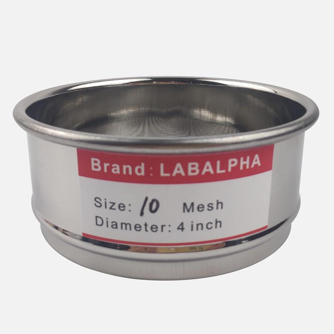 LABALPHA 10 Mesh Lab Sieves, Test Sieve #10 Mesh, 4'' Diameter, 304 Stainless Steel Wire Cloth (2mm)