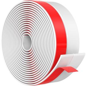 2026 New Upgrade Wide Silicone Weather Stripping Door Seal with Strong Adhesive 1" x 25 ft, Draft Stopper Tape for Door Frame, Side and Bottom Gaps Strip for Glass Shower, White