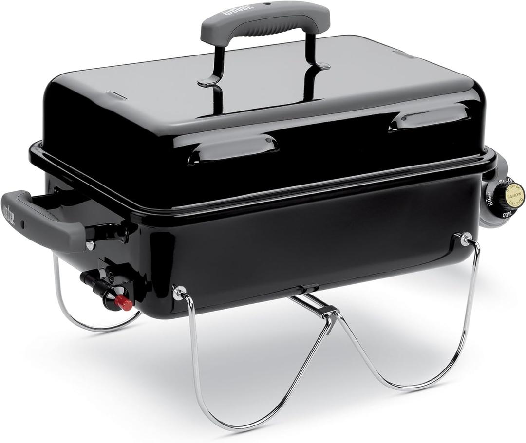 Weber Go-Anywhere Portable Liquid Propane Gas Grill for Travel and Camping, 1 Burner, Black