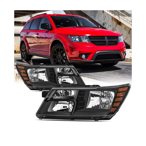 Headlight Assembly Compatible with 2009-2020 Dodge Journey Black Headlamps Replacement Pair Set Drive and Passenger Side