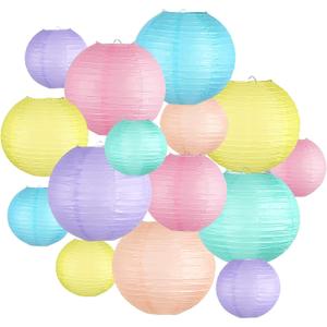 Pastel Paper Lanterns Decorative, Classroom Decor Macaron-Color Neon Hanging Paper Lantern Decorations for Easter Party Decorations, Baby Shower Wedding Birthday Mother's Day, 15Pcs