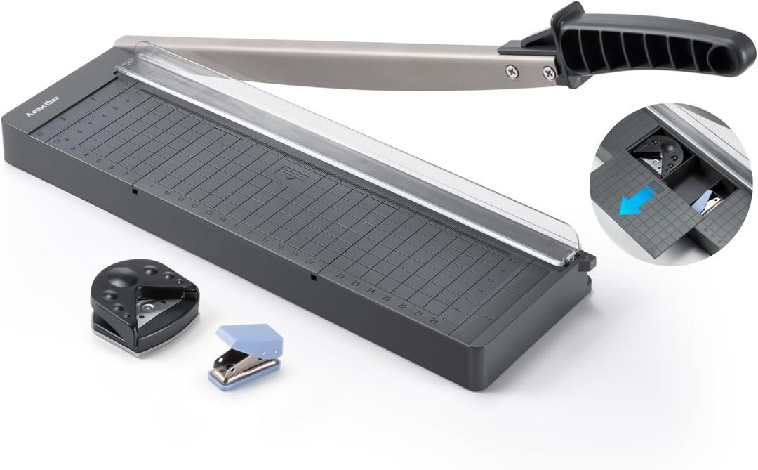 12" Guillotine Paper Cutter,Accurate Paper Trimmer Cutting with Safety Guard & Blade Lock, 8 Sheet Capacity, Portable Heavy Duty Paper Cutter for Cardstock,Label,Vinyl & Photos