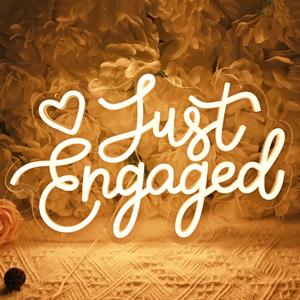 SYLHOME Just Engaged Led Neon Light Sign Heart Wall Decor Sign Wedding Proposal Married Party Bridal Shower Engagement Backdrop USB 15.75"X9.72" Warm