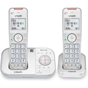 VTech VS112-27 2 Handset Cordless Phone with Answering Machine, Call Blocking, Caller ID, Intercom and Connect to Cell (White)