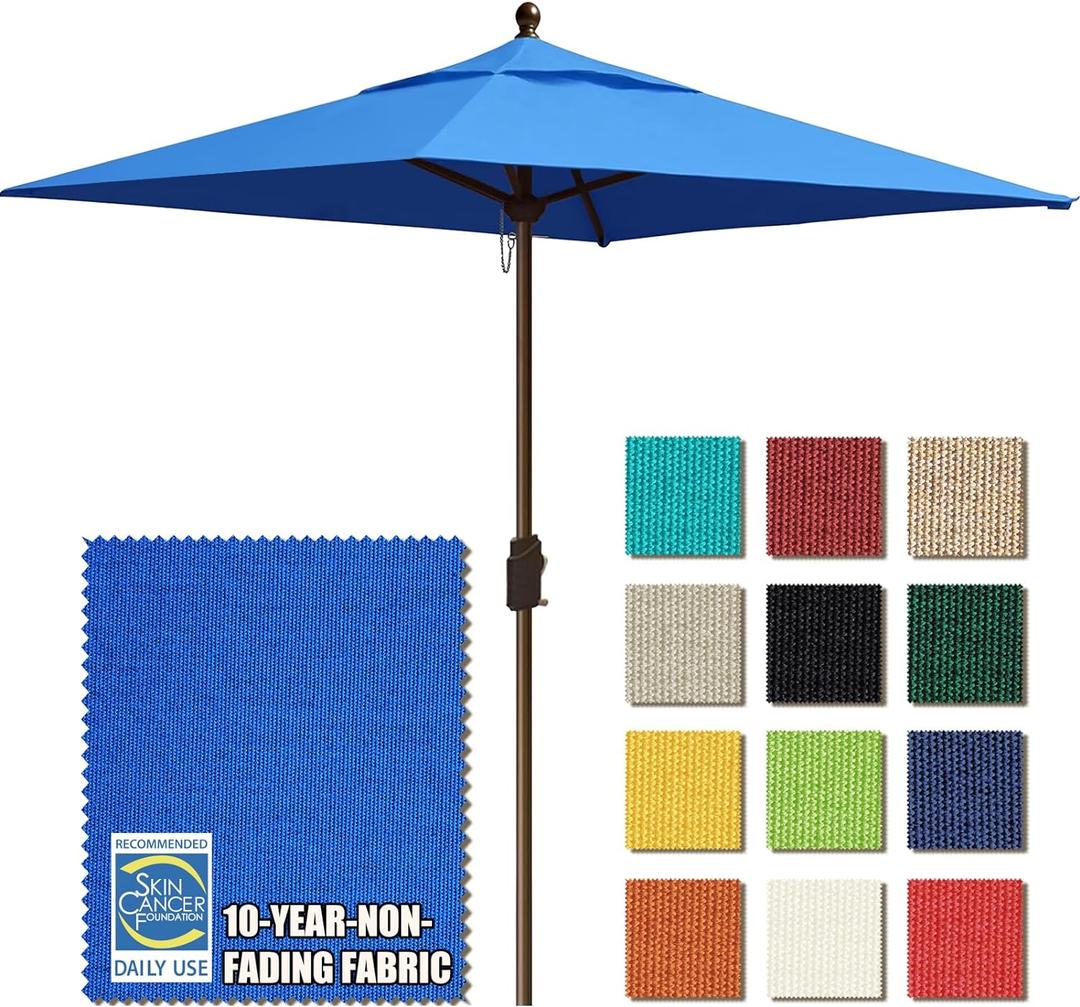 EliteShade USA 10-Year-Non-Fading 6x6Ft Square Market Umbrella Patio Outdoor Table Umbrella with Ventilation, Royal Blue