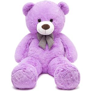 MorisMos Bow Tie Giant Teddy Bear 4 Feet, 47inch Stuffed Animal Big Teddy Bear Plush, Classic Girlfriend Boyfriend Gift, Purple