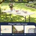 Fitted Tablecloths with Elastic - 6 Pack 4ft Folding Table Covers Rectangle, Reusable Dining Table Protector for Outdoor Picnic Party Camping, 30x48 Inch, Beige