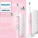 Philips Sonicare ProtectiveClean 6100 Rechargeable Electric Toothbrush, with Pressure Sensor, 3 Cleaning Modes, SmarTimer and QuadPacer, 14-Day Battery Life, Travel Case, Pink, Model HX6876/21