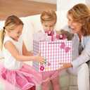 3 x 13" Large Pink Bow Birthday Gift Bag (Including Card, Tissue Paper, Envelope And Sticker), Pink-Themed Birthday Party Supplies, Suitable For Girls' Birthdays, Baby Showers, Weddings And Bridal Showers