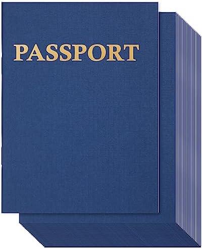Juvale 24-Pack Blank Passport Notebooks for Kids, 4.1 x 5.6 Inches, Pretend Passport Books for Kids Travel Play and Classroom Activities, Blue