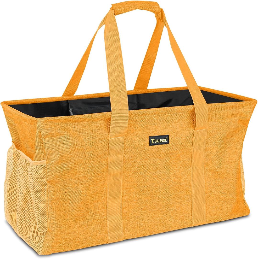 BALEINE Extra Large Utility Tote Bag with Wire Frame for Storage (Yellow, 22''x12''x10'')