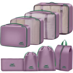 8 Set Packing Cubes for Travel Suitcase Organizer Bags Luggage Packing Cubes Set Travel Essentials Accessories Gifts for Women (Upgrade-Purple)