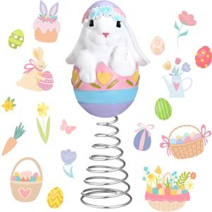 Zomiboo Easter Bunny Miniature Tree Topper Ornaments Easter Tree Topper Decorations 4 Inches Mini Bunny Ornaments for Holiday Spring Trees Party Supplies Home Decor
