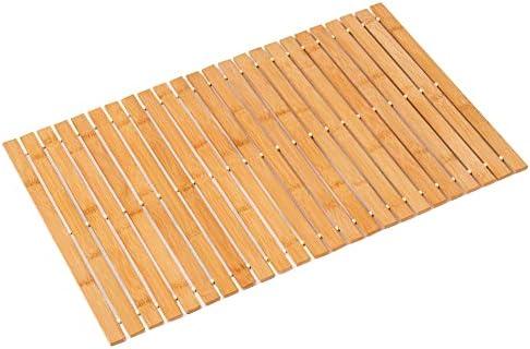 Bamboo Bath Mat Bathroom Rugs Floor Wood Shower Bathtub Waterproof Non Slip Accessories 15X17 Inch Easy to Clean, Natural Bamboo, 1 pc