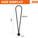 Ball Bungee Cords 9 inch Black, Real Latex Bungee Cord, Stretch to 20 inch, 50-Piece