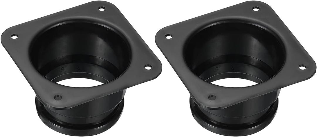 PATIKIL 3" Duct Connector Flange, 2 Pack Dryer Vent Wall Plate Square to Round Straight Ducting Plate for Air Heating Cooling Ventilation Exhaust Fan, Black