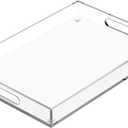 Acrylic Serving Tray with Handles, Extra Large Rectangular Tray for Serving Food, Drinks, Snacks and Appetizer, Outdoor Lucite & Coffee Table Trays, Acrylic Makeup Organizer 12" 20"