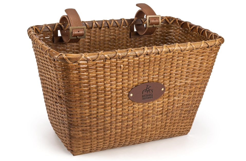 Bike Basket, Handmade Rattan Bicycle Baskets, Front Bike Baskets for Women’, Retro Style Bike Baskets for Adult Bikes, Brown