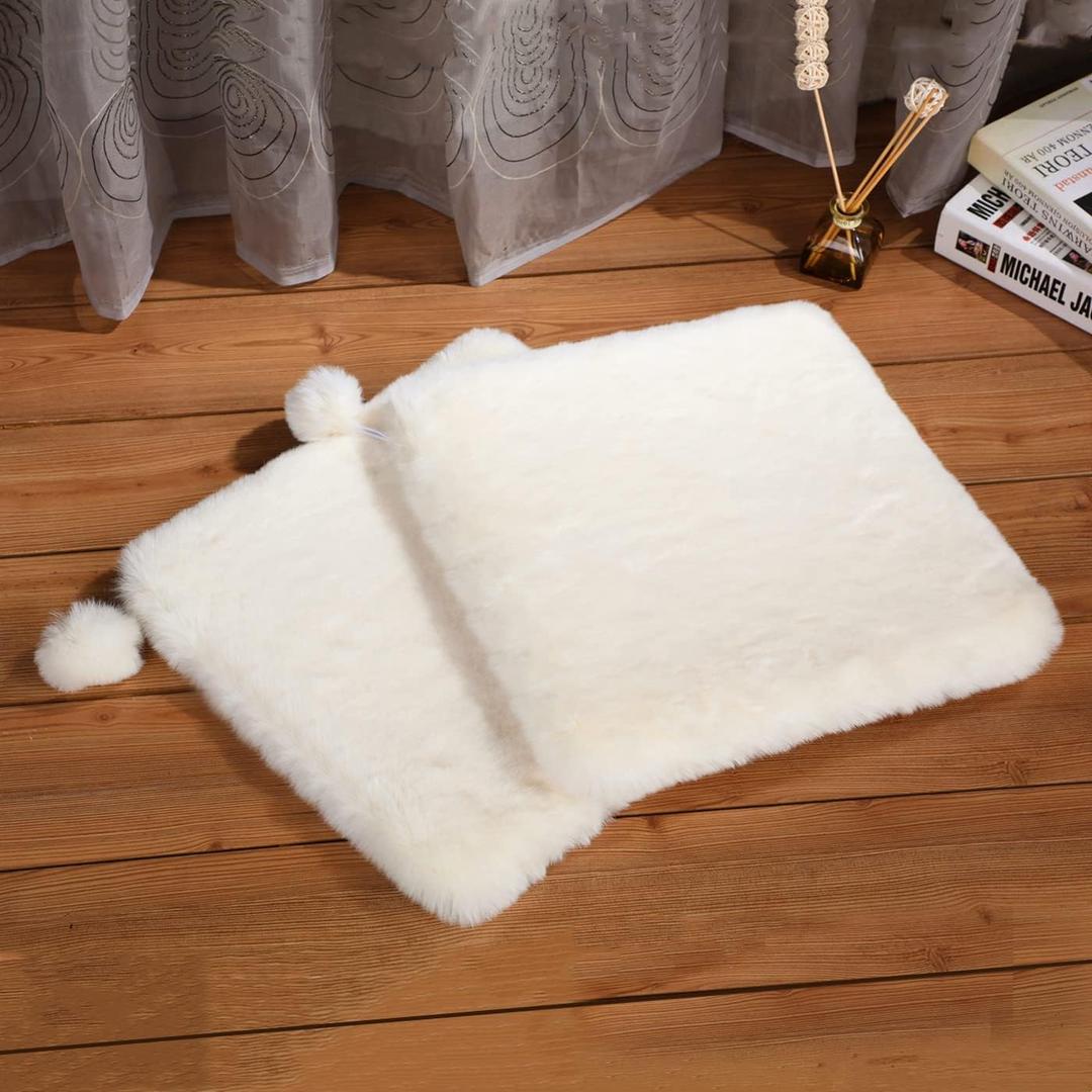 SHENGOCASE 2-Pack 10.6"x10.6" Square Faux Rabbit Fur Cat Dog Bed Cushion Pad Mat, Cat Tree Tower Replacement Cushion Pad for Window Perch Carrier House Cage Crate Kennel Furniture (Cream)