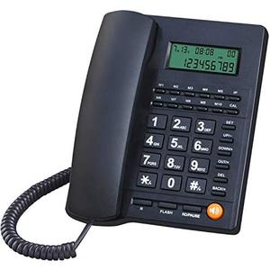 Corded Landline Phone with Dual Caller ID, Adjustable LCD Brightness, 16 Ringtones, Alarm and Anti-Theft Features, Ideal for Home/Office/Hotel