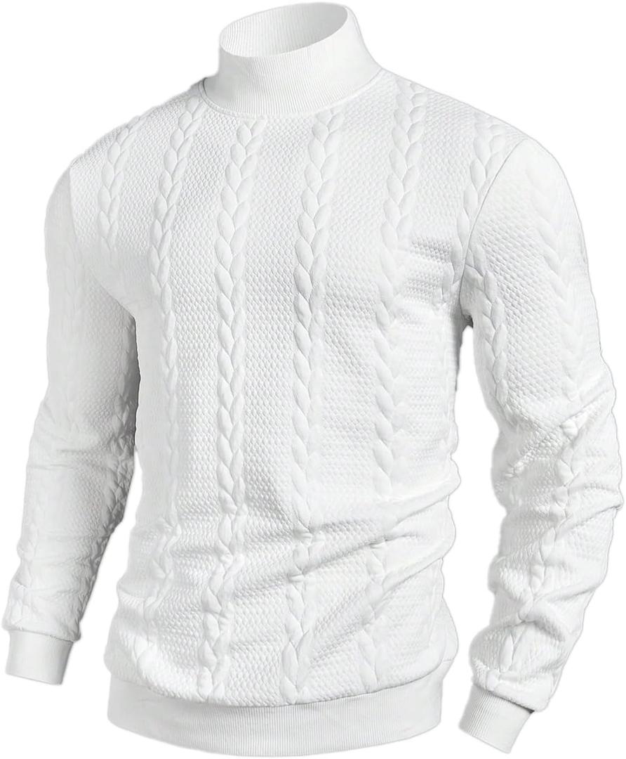 OYOANGLE Men's Knit Sweatshirts Mock Neck Long Sleeve Work Casual Pullover Tops (XL)