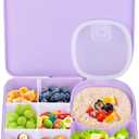 Snackle Box Container for Kids,Adjustable Compartments,Reusable Snack Containers with Lids,Easy-Open Latch,Lunch Food Containers,Dishwasher Safe,Leak-Proof Silicone Ring(1 Pack- Purple)