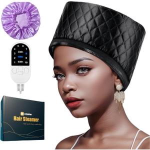 Heat Cap for Deep Conditioning, Thermal Steam Cap for Hair Treatment, Hair Steamer for Black Natural Hair, 10-Level Quick Heating Caps for Home Use.
