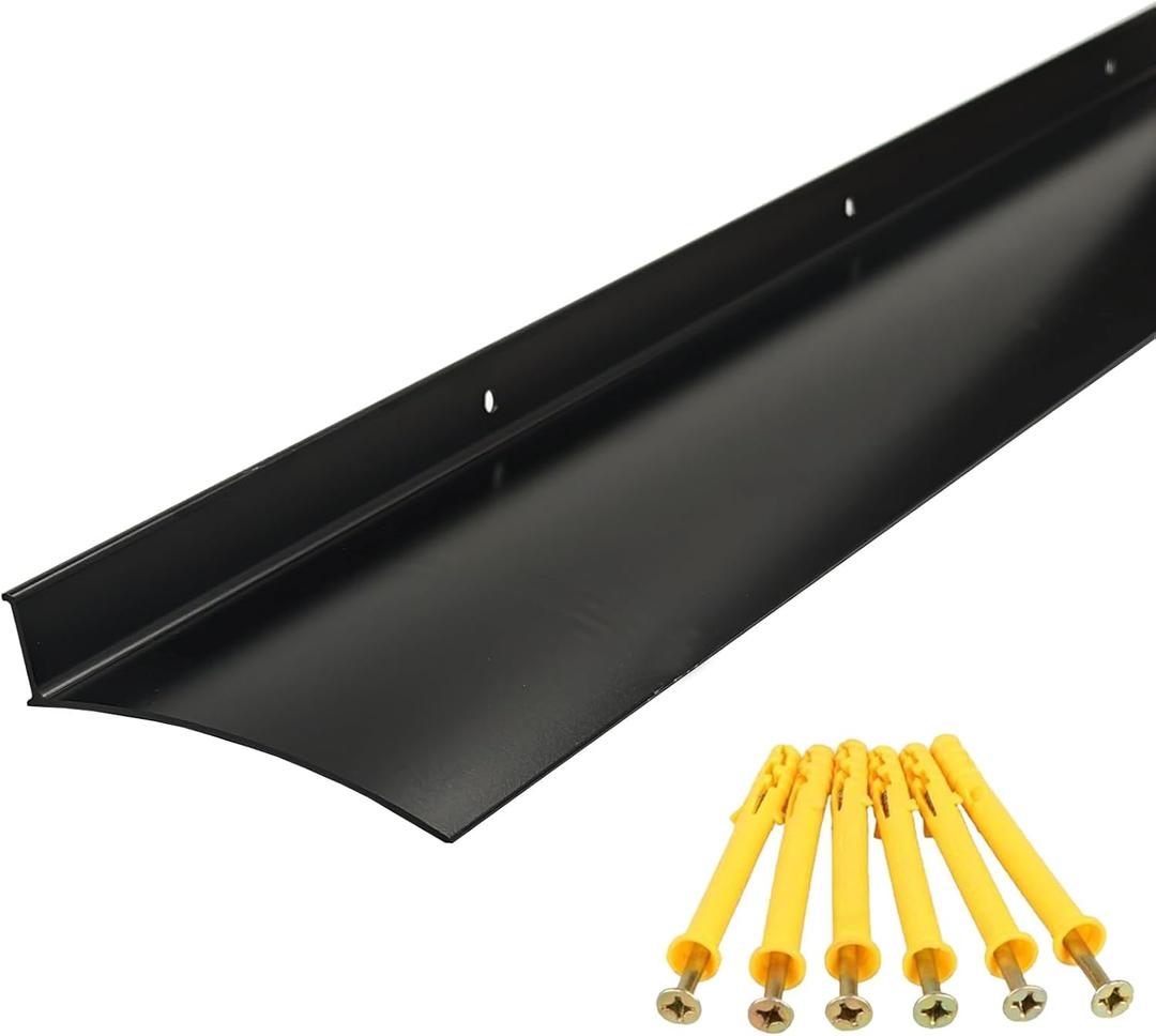 Aluminum Overhead Door Rain Drip Cap Guard for Exterior Door Window Top and Door Bottom,43.3 Drip Edge Flashing, Door Rain Deflectord, Rain Diverter, Anodized 1PCS Black