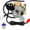 HIAORS GY6 50cc Carburetor for Tao Tao 49cc Scooter VIP Pony Thunder PD18J Carb Jonway Roketa Sunl Vitacci Icebear Lance Kymco Baja SC50 139QMB 4 Stroke Engine Moped ATV Quad Parts with Fuel Filter