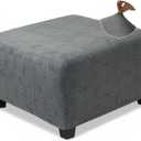 NeColorLife Ottoman Cover Square,Stretch Square Ottoman Covers Slipcover,Soft Knitted Jacquard Cover for Storage Stool,Footstool Protection for Living Room, Grey, Medium, Length&Width:26-34",Height: 14-20"