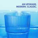 Ribbed Drinking Glasses Set of 4 - Stackable Glass Cups for Kitchen - Iced Coffee, Water, Juice & Mocktails - Aesthetic Water Tumblers Elegant Hostess Gifts Home Essentials (14 fl oz)