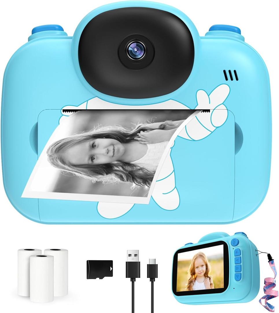 Kids Camera Instant Print Camera for Kids, Portable Toddler Camera That Print Photos, Instant Digital Camera for Kids Printing Camera Toy 3 4 5 6 7 8 9 10 11 12 Year Boys Girls