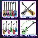 Bedwina Inflatable Guitars - (pack Of 6) 36-inch Colorful Blow Up Guitar With Strap, Party Favors, DJ-props, Photo-booth, Birthdays, Rock Star, Rock And Roll Party Decorations, 80s 90s Party Supplies