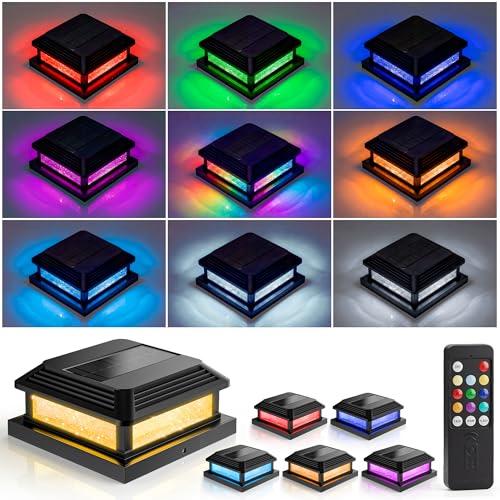 JOFIOS Solar Post Cap Lights, LED, Multi-Color, Plastic, Classic Style, Waterproof IP65, for 4/4.5/5 Inch Posts, Outdoor Patio (6)