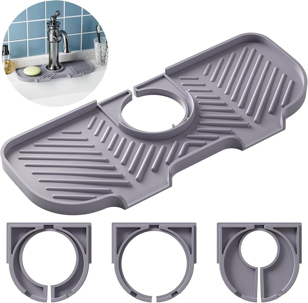 Faucet Mat for Kitchen Sink6 Slope Sink Splash GuardSplash Guard for Kitchen SinkKitchen Sink Splash Guard for Dish Soap Sponge HolderSilicone Faucet Guard & Draining Mat-Purple