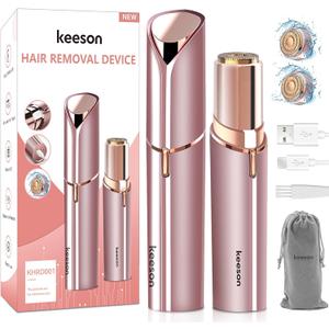Facial Hair Removal for Women, 360 Floating 2X Powerful Painless Facial Hair Remover, Lipstick-Sized, USB Rechargeable, Face Razors Shaver for Women Upper Lip,Chin,Peach Fuzz,Mustache (Pink)