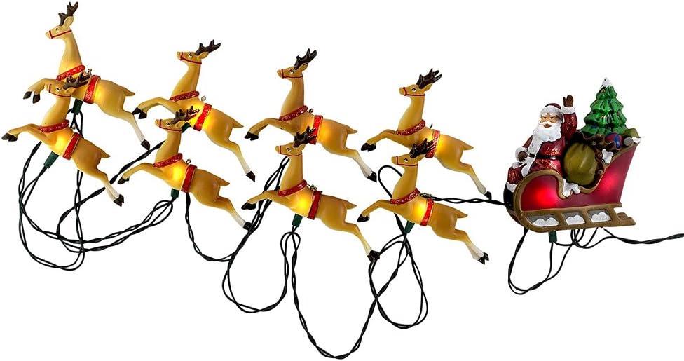 Light Santa Sleigh and Reindeer Light Set