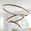 3 Ring Chandelier Modern LED Pendant Light for Dining Room Circular Round Chandelier Dimmable with Remote Control Flush Mount High Ceiling Lights for Staircase Entryway, 24 Inches 3000K-6500K