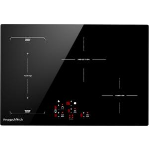 30 Inch Induction Cooktop - 4 Burner Built-In Electric Stove with Bridge-SYNC, Booster, Timer & Child Lock | 9000W 220-240V Hardwired, Black Glass Top