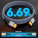 Highwings 80Gbps Displayport Cable 2.1 6.6FT, 16K@60Hz, 8K@120Hz, 4K@240Hz, DP 2.1 Cable 16K Braided Cord, Compatible with HDR10 DSC 1.2a, G-Sync FreeSync Gaming PC, Gaming Monitor 5090, AMD 7900XTX