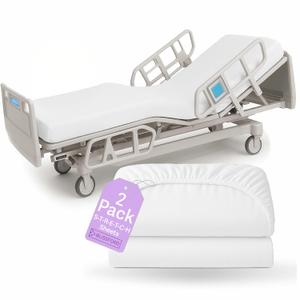 BLISSFORD - 2 Pack Fitted Hospital Bed Sheets with Elastic All Around for a Cotton Rich Soft Knitted Jersey Sheet, 36” x 84” x 12”
