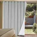 H.VERSAILTEX Linen Blackout Curtains Durable Thick Textured Linen Look 100% Blackout Patio Door Curtain Anti Rust Grommet Extra Wide Sliding Door Curtain Panel, Glacier Gray, W100 x L108 inch