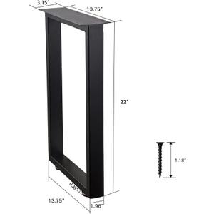 22 Inch Bench Legs Metal Coffee Table Legs Heavy Duty Table Legs Iron Bench Legs, Black, Set of 1 (22" Rectangle-Shaped)