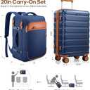 Luggage Sets 3 Piece, 20 Inch Hardshell Carry On Luggage 22x14x9 Airline Approved, Suitcase with TSA Locks & YKK Zippers, Carry On Suitcase with Wheels for Men & Women Travel