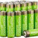 Amazon Basics 24-Pack Rechargeable AA NiMH High-Capacity Batteries, 2400 mAh, 1.2V, Recharge up to 400x Times, Pre-Charged