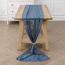 6Pack 10ft Chiffon Table Runner 29x120 Inch Sheer Romantic Table Runner for Wedding Birthday Party Bridal Shower Outdoor Decoration-Dusty Blue