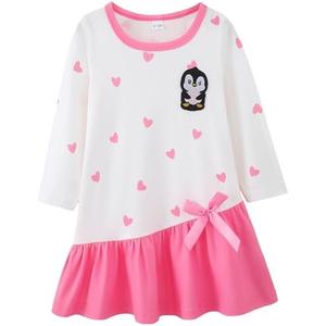 HIGHUZZA Baby Girl Fall Clothes: Soft Long Sleeve Bow Tie Print Outfits Casual Birthday Party Clothing Size 12-18 Months