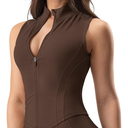 Airingbrez Sleeveless Zip Up Workout Jackets Cropped Tank Tops, Large